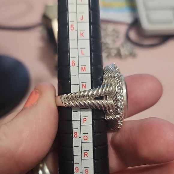 Judith Ripka Sterling Silver Ring with Blue Topaz Marquise Gem And Czs - Picture 2 of 9